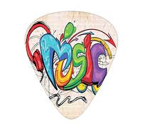 Music Guitar Picks Picks 12 Pack with Thin Box,Illustration of Graffiti Style Lettering Headphones Hip Hop Theme on Beige Bricks,Special Guitar Plectrums Gift Set for Guitarist