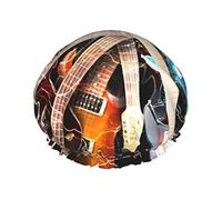 Music Guitar Shower Cap,Women'S Shower Caps,Reusable Shower Hair Cap,Fits Most Head Sizes.