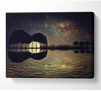 Music Guitar Tree Moonlight Canvas Print Wall Art - Canvas Art Double XL 40 x 56 Inches