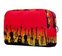 Music Guitar Violin Jazz Cosmetic Bag for Women, Travel Toiletries Bags Large Makeup Handy Pouch Organiser Bag with Zipper