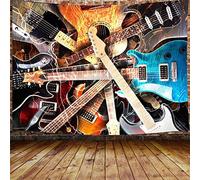 Music Guitar Wall Hanging Tapestry for Bedroom, Instrument Rock Style Lover Home Decor (80"W X 60"H)