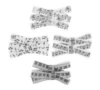 Music Hair Clips White Bow Barrettes 4 Pairs for Women