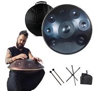 Music Handpan 22 In, 432Hz/440Hz D Minor 9/10/12 Notes Handpan Drums, Steel Hand Pan Percussion Instruments With Storage Bag, Mallet, Braid, Stand for Children, Adults(Blue,440HZ/12Note)