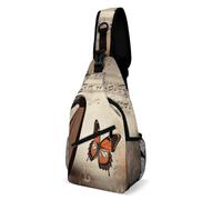 Music Harp And Butterfly Sling Bag with Rfid Blocking Causal Mens Crossbody Bag Lightweight Chest Pack Large Man Purse Travel Crossbody Backpack Shoulder Sling Backpack for Hiking Running Cycling