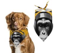 Music Headphone Monkey Cute Dog Bandanna Scarf Printed Adjustable Triangle Pet Kerchief for Dogs And Cats
