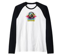 Music Headphones DJ Feel The Beat Live The Vibe Retro Sound Raglan Baseball Tee
