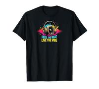 Music Headphones DJ Feel The Beat Live The Vibe Retro Sound T-Shirt