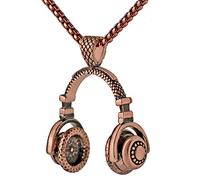 Music Headset DJ Headphone Pendant Biker Necklace for Men Teens Hip Hop Punk Fashion Stainless Steel Titanium Steel Necklace for Music Lovers 24in Chain Copper