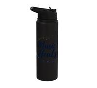 Music Heals Inspiring Melody Notes Circle Stainless Steel Insulated Water Bottle