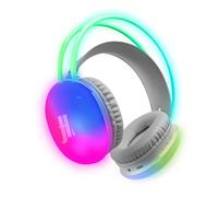 Music Hero Wireless Headphones Light Up Multicolor LED Microphone Built-in Controls 20 Hours Playtime Aux Socket White