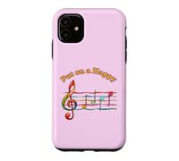 Music Humor Put on a Happy Face Treble Notes Funny Musician Case for iPhone 11