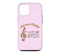 Music Humor Put on a Happy Face Treble Notes Funny Musician Case for iPhone 12/12 Pro