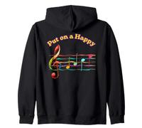 Music Humor Put on a Happy Face Treble Notes Funny Musician Zip Hoodie