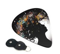 Music Image 6 Pack Guitar Picks With Holder, Personalized Guitar Plectrums Non-Slip Portable Ukulele Bass Picks 0.46mm For Acoustic Guitar Lovers Gifts