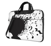 Music Image Printed Laptop Bag Shoulder Messenger Bag Case Sleeve Portable Laptop Case Crossbody Briefcase, Black, 15.6 inch