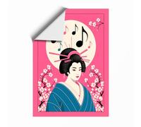 Music in Blue Silk Japandi Unframed Wall Art Print A3 (42×29.7cm), Wall Decor for Living Room, Bedroom, Office & Home, Art Gift