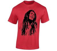Music Inspired Reggae Men's T-Shirt Smoke Weed Jamaican Ragga Music Xmas Gift Top(Red,S)