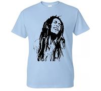 Music Inspired Reggae Men's T-Shirt Smoke Weed Jamaican Ragga Music Xmas Gift Top(Sky Blue,XL)