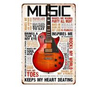 Music Inspires Me - Metal Tin Sign Vintage Poster Plaque for Living Room Bedroom Study Home Cafes Bars Club Kitchen Garage Cute Vintage Art Wall Decor Sign 8x12inch