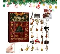 Music Instrument Advent Calendars 2025, 24 Days Musical Christmas Countdown Calendar with 24pcs 2D Acrylic Guitar Piano Ornaments, Holiday Decorations for Music Lovers & Collectors