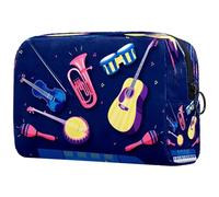 Music Instrument Guitar Violin Drum Jazz Cosmetic Bag for Women, Travel Toiletries Bags Large Makeup Handy Pouch Organiser Bag with Zipper