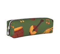 Music Instruments Seamless Pattern Pencil Case Leather Simple Zipper Pencil Bag, Color 10, 21 x 5 x 5.5 cm
