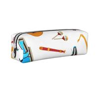 Music Instruments Seamless Pattern Pencil Case Leather Simple Zipper Pencil Bag, Color 10, 21 x 5 x 5.5 cm