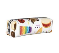 Music Instruments Seamless Pattern Pencil Case Leather Simple Zipper Pencil Bag, Color 3, 21 x 5 x 5.5 cm
