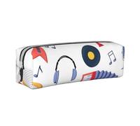 Music Instruments Seamless Pattern Pencil Case Leather Simple Zipper Pencil Bag, Color 5, 21 x 5 x 5.5 cm