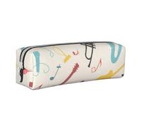Music Instruments Seamless Pattern Pencil Case Leather Simple Zipper Pencil Bag, Color 5, 21 x 5 x 5.5 cm