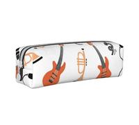 Music Instruments Seamless Pattern Pencil Case Leather Simple Zipper Pencil Bag, Color 9, 21 x 5 x 5.5 cm