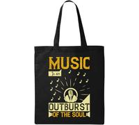 Music is an Outburst of The Soul Artist Slogan Natural Ecological Cotton Tote Bag Black