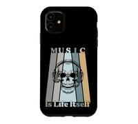 Music Is Life Itself Retro Skull Headphones Case for iPhone 11