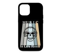 Music Is Life Itself Retro Skull Headphones Case for iPhone 12/12 Pro