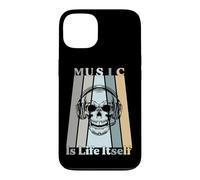Music Is Life Itself Retro Skull Headphones Case for iPhone 13