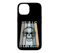 Music Is Life Itself Retro Skull Headphones Case for iPhone 14