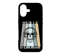 Music Is Life Itself Retro Skull Headphones Case for iPhone 17
