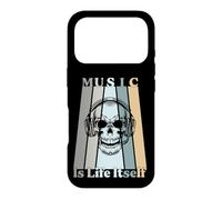 Music Is Life Itself Retro Skull Headphones Case for iPhone 17 Pro
