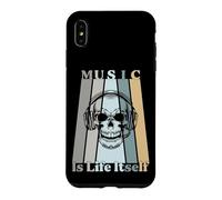 Music Is Life Itself Retro Skull Headphones Case for iPhone XS Max