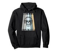 Music Is Life Itself Retro Skull Headphones Pullover Hoodie