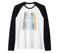 Music is Life Itself Retro Skull Headphones Raglan Baseball Tee