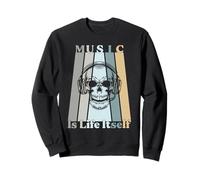 Music Is Life Itself Retro Skull Headphones Sweatshirt