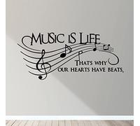Music is Life Wall Art Decal Sticker Mural Decor Thats Why Our Hearts Have Beats