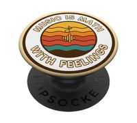 Music Is Math With Feelings Retro Sunset Waves PopSockets Adhesive PopGrip