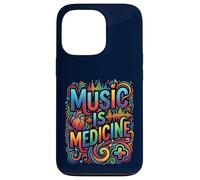 Music Is Medicine Colorful Soundwave Heart Design Case for iPhone 13 Pro
