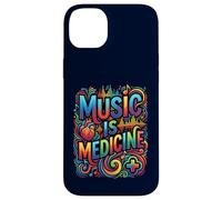 Music Is Medicine Colorful Soundwave Heart Design Case for iPhone 14 Plus