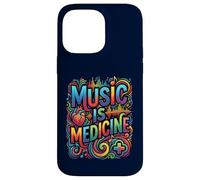 Music Is Medicine Colorful Soundwave Heart Design Case for iPhone 14 Pro Max