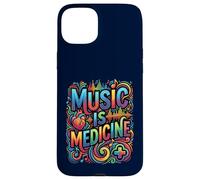 Music Is Medicine Colorful Soundwave Heart Design Case for iPhone 15 Plus