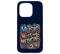 Music Is Medicine Colorful Soundwave Heart Design Case for iPhone 15 Pro