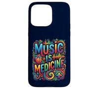 Music Is Medicine Colorful Soundwave Heart Design Case for iPhone 15 Pro Max
